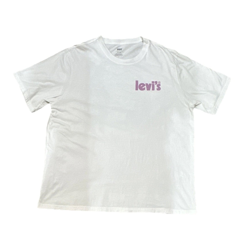 Levi's Men's White L Relaxed Fit Graphic Logo Crew Neck Short Sleeve Tee